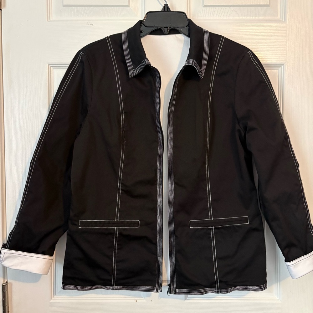 Reversible Black Jacket With White Stitching Wome… - image 1